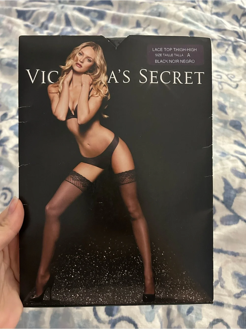 Victoria’s Secret black lace top thigh high